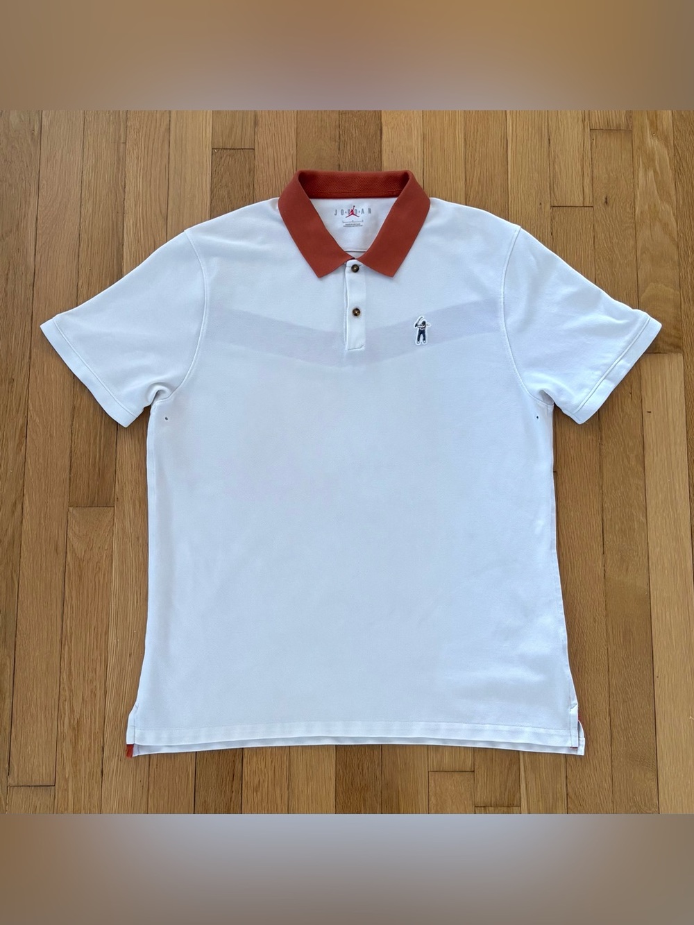 Jordan Eastside Golf Pique Polo Shirt Mens L White Clay Orange Jumpman Club Nike